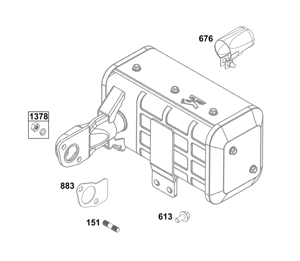 Exhaust Group Diagram and Parts List for 261D02-0004-01 200000 - 399999 Briggs and Stratton Engine